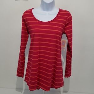 LuLaRoe Lynnae Womens Top XS Striped Pink LS